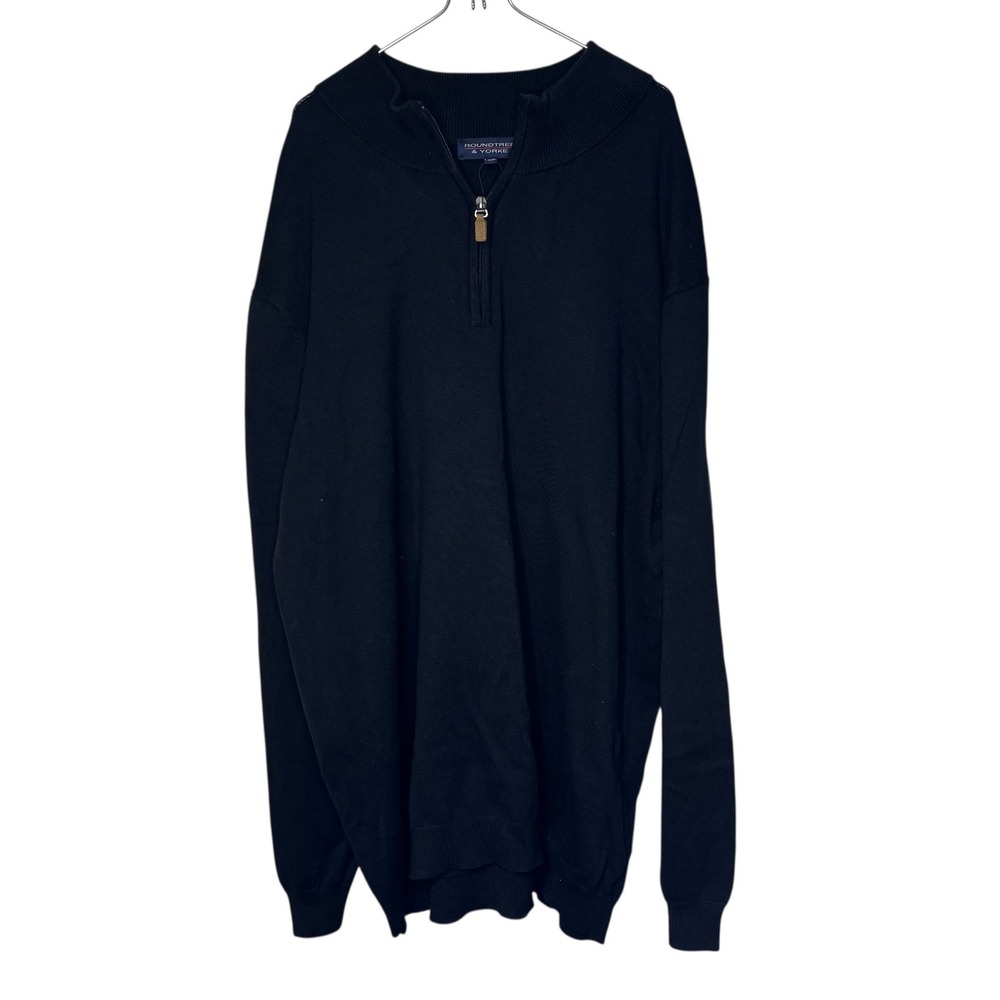 Roundtree & Yorke Men's Sweater Long Sleeve 1/4 Zip High-Neck Pullover Black 2XT